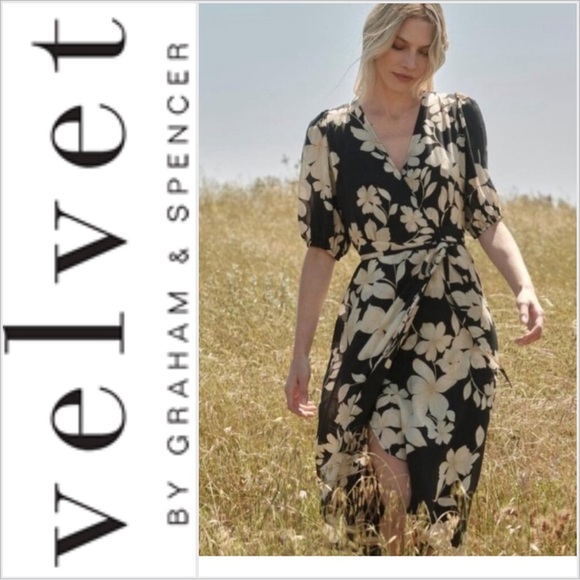 NWT Velvet graham & Spencer Floral Kai Daylily Floral Printed Wrap Dress S - Picture 1 of 8